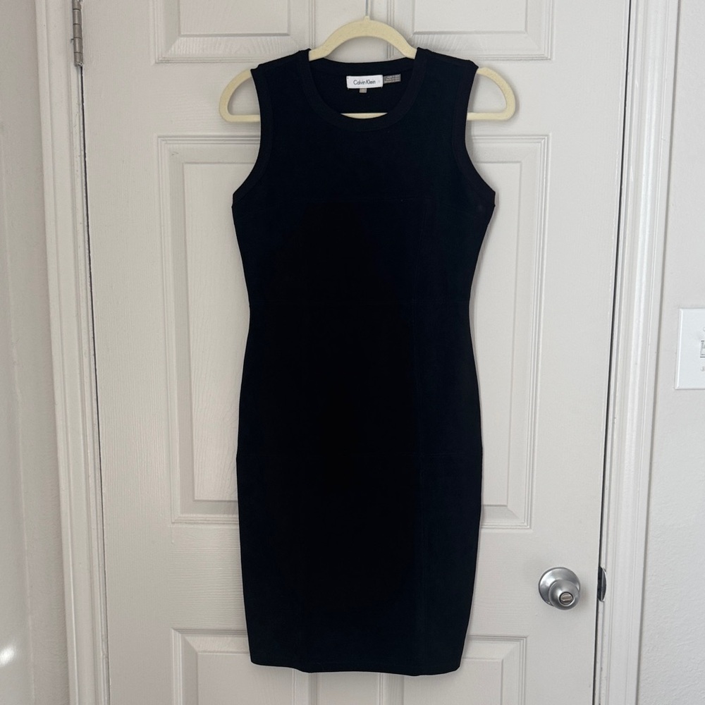 Calvin Klein Classic Black Suede Mini Dress, NWOT